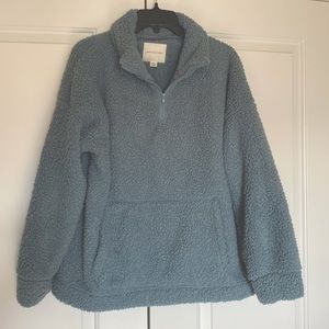American Eagle soft blue quarter zip teddy bear fleece